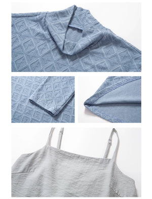 White Dew: Bamboo Shadows & Swallow Whispers – Jin-Style Hanfu Set | Tencel Pleated Robe with Rayon Camisole and Flowing Skirt - Yandan_Hanfu