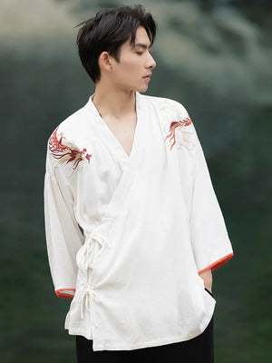 Chinese style cotton and linen retro Hanfu spring and summer Tang suit man - Yandan_Hanfu