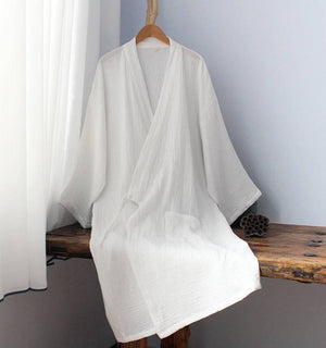 Chinese style pure white Hanfu lined robe homewear pajamas tops pajamas pure cotton - Yandan_Hanfu