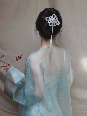 Realm of Grace – New Chinese Style Vintage Hair Claw | Elegant Tassel Shark Clip & Duckbill Barrette - Yandan_Hanfu