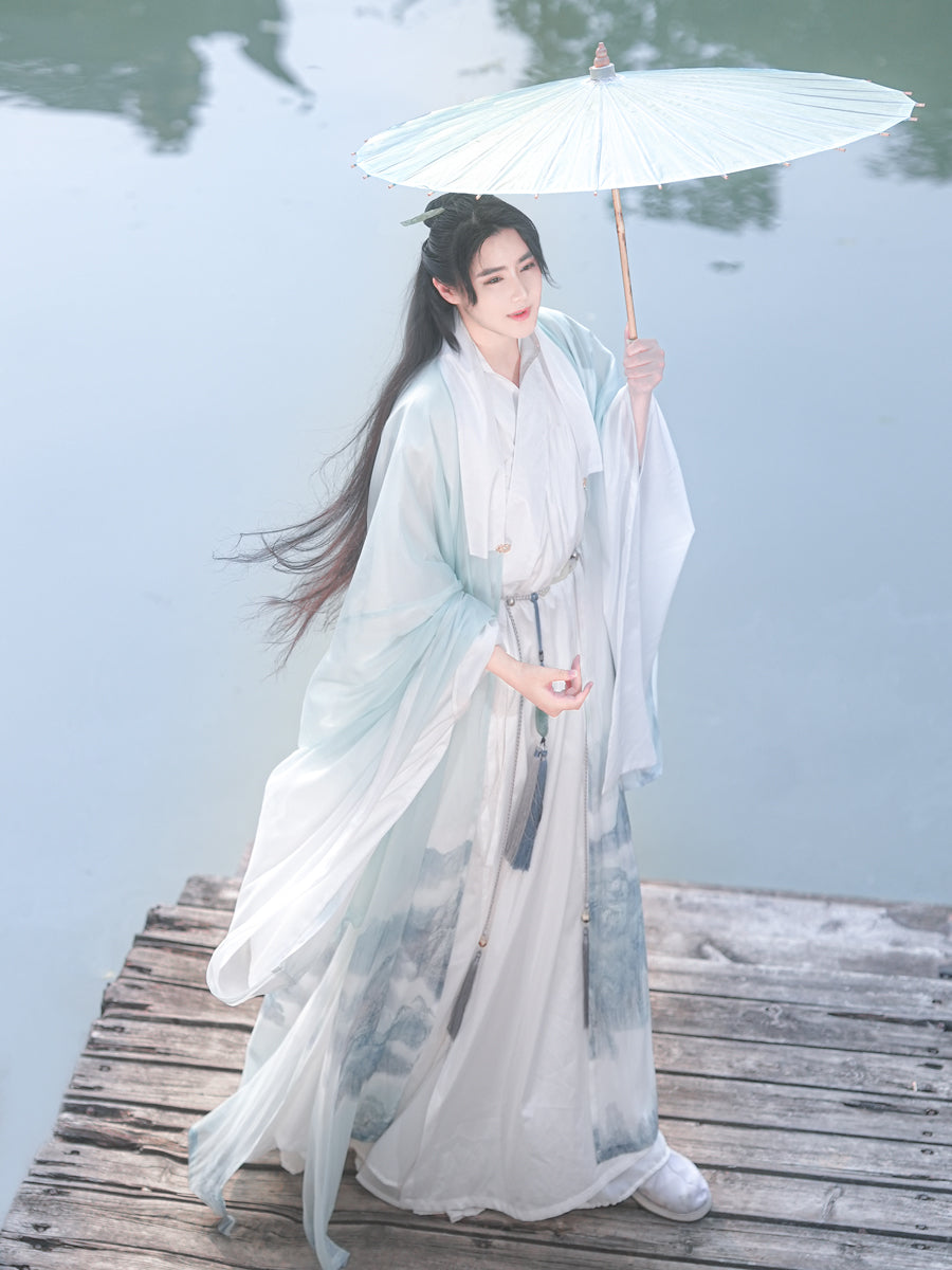 Warten Sie auf den nebligen Regen Ming-Dynastie Taoist Robe männlichen Hanfu