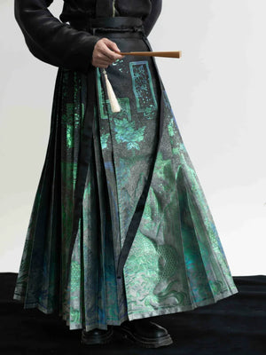 Unisex Hanfu Set – New Chinese Style Cross Jacket & Horse-Face Skirt Modern Hanfu Male - Yandan_Hanfu