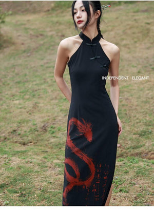 New Chinese Style dress women's summer retro buckle daily commuting sleeveless long cheongsam - Yandan_Hanfu