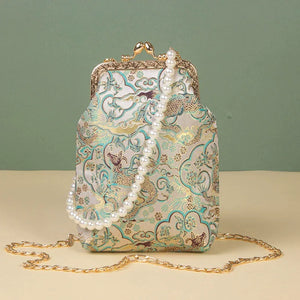 Handmade embroidered pearl celebrity cheongsam banquet bag - Yandan_Hanfu