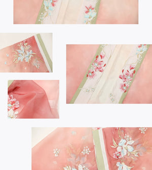 【Petals in the Breeze】Song-Style Hanfu Set with Short-Sleeve Beizi – Everyday Spring Elegance - Yandan_Hanfu