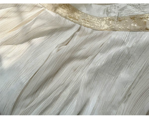 【Radiance of the Dragon】 White Hanfu Ensemble with Cross-Collar, Clouded Shoulders & Embroidered Seal men Unisex - Yandan_Hanfu