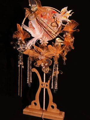 橘鹤|bride wedding antique handmade fan - Yandan_Hanfu