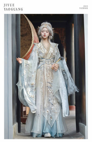 Wei and Jin | Embroidery Heavy Industry Fairy Hanfu White - Yandan_Hanfu