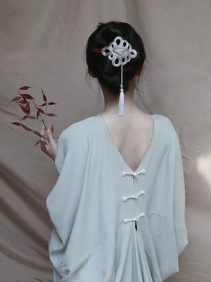 Realm of Grace – New Chinese Style Vintage Hair Claw | Elegant Tassel Shark Clip & Duckbill Barrette - Yandan_Hanfu