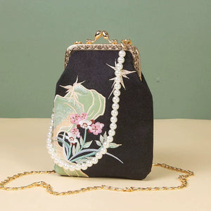 Handmade embroidered pearl celebrity cheongsam banquet bag - Yandan_Hanfu
