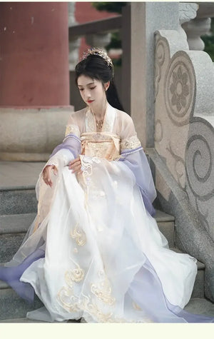 White Hanfu spring and autumn dress daily elegant fairy - Yandan_Hanfu