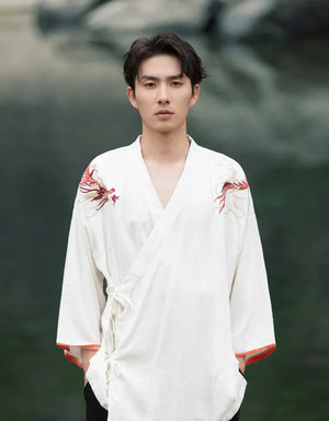 Chinese style cotton and linen retro Hanfu spring and summer Tang suit man - Yandan_Hanfu