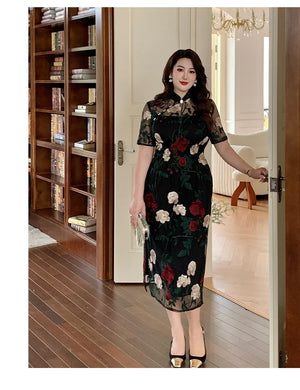 New China style embroidery lace plus size cheongsam/qipao skirt - Yandan_Hanfu