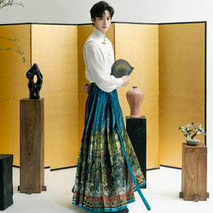 Modern Hanfu shirt collar and sleeve detail for men's outfit