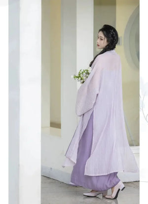Monet Garden Pink Purple Oil Painting Sense Song Dress - Yandan_Hanfu
