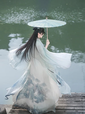 Wait for the misty rain Ming Dynasty Taoist robe male hanfu - Yandan_Hanfu
