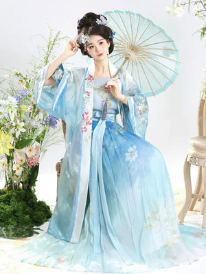 【Petals in the Breeze】Song-Style Hanfu Set with Short-Sleeve Beizi – Everyday Spring Elegance - Yandan_Hanfu