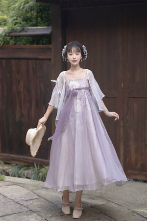 Purple daily Chinese style suspender skirt fairy style - Yandan_Hanfu