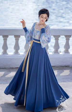 Fantasy Van Gogh's Sea Country Style Modern Hanfu, Spring/Summer Oil Painting Style, Daily Hanfu - Yandan_Hanfu