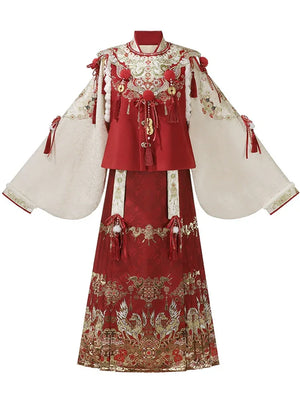 Heavenly Steed Blessing – New Year Hanfu-Inspired Dress Set | Auspicious Winter Outfit for Festive Celebrations - Yandan_Hanfu