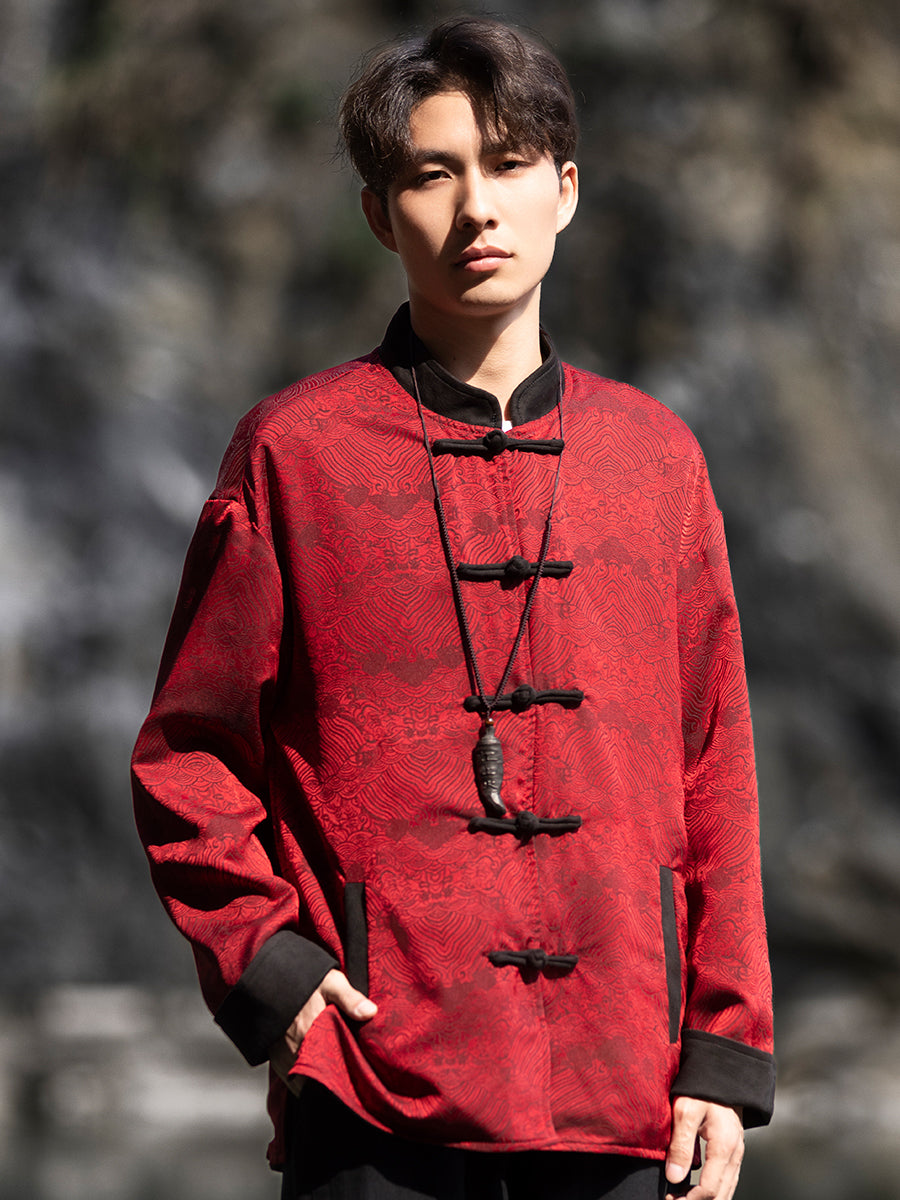 Neuer China-Stil kann beidseitig getragen werden, Button-Down-Oberteil Jacke Tang-Anzug Herren