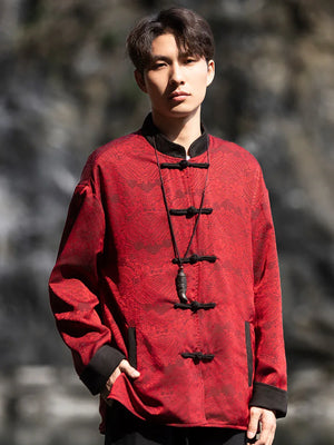 New China style can be worn on both sides, button-down top jacket Tang suit men - Yandan_Hanfu