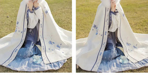 Garden Dream: White Nishang, Cloak Cloak Long Thickened Hanfu - Yandan_Hanfu