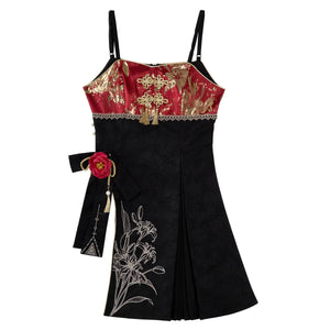 Lolita Chinese style cheongsam suspender skirt set - Yandan_Hanfu