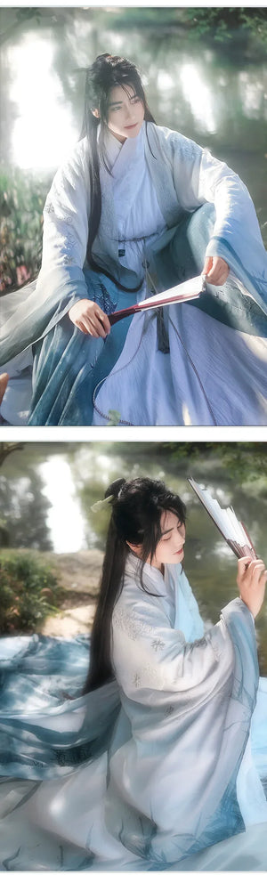 Ming Dao robe men's cotton and linen large-sleeved shirt cape snow bamboo spring and summer gradual change fairy Hanfu female national style - Yandan_Hanfu