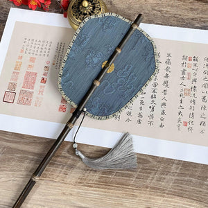 Ancient China style purple bamboo round fan waist fan can be curled and folded - Yandan_Hanfu