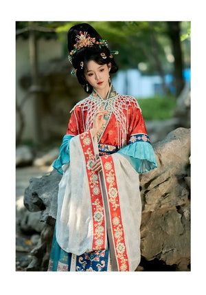 Cloud Silks – Traditional Hanfu Dress Inspired by Wei-Jin Era, Cross-Collar Revival for Women - Yandan_Hanfu