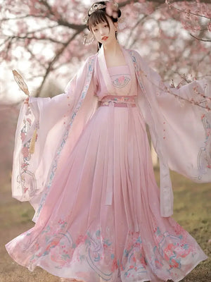 Song Dynasty Han pink Clothing Fairy Elegant Chinese Style Xiachu Ancient Clothing Spring and Autumn - Yandan_Hanfu