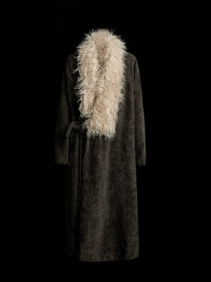 Trench Coat with Detachable Fur Collar | Reimagined Tibetan-Inspired Design - Yandan_Hanfu