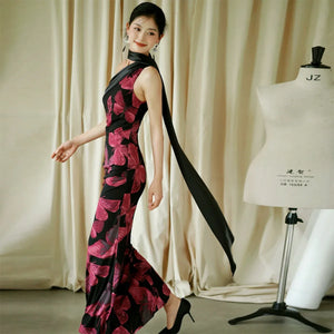 "Shadow" fishtail streamer robe knot bride engagement annual party dress - Yandan_Hanfu