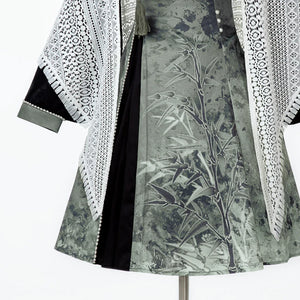 Tobacco bamboo Chinese style Mori girl Han element green lolita cheongsam - Yandan_Hanfu