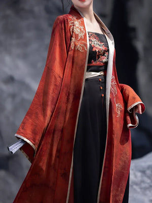 Modern horse-faced skirt from Song Dynasty | Hanfu red & black skirt - Yandan_Hanfu