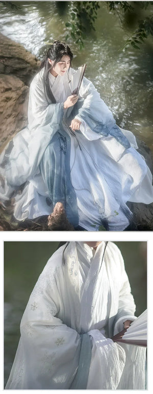 Ming Dao robe men's cotton and linen large-sleeved shirt cape snow bamboo spring and summer gradual change fairy Hanfu female national style - Yandan_Hanfu