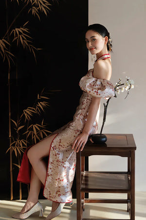 "Huanmei" red cheongsam bride wedding dress toast dress engagement - Yandan_Hanfu