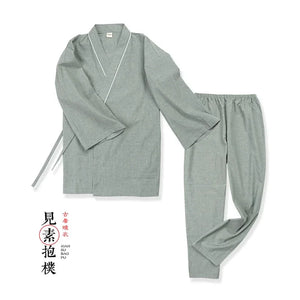 Spring&summer antique pure cotton men's large-size Hanfu pajamas - Yandan_Hanfu