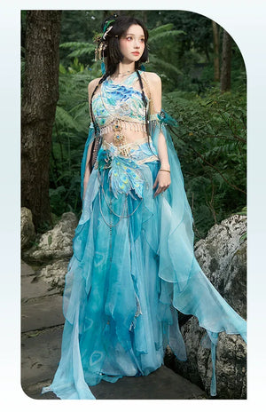 【Dance of the Peacock】 Dunhuang-Inspired Hanfu Set in Ethereal Desert Hues - Yandan_Hanfu