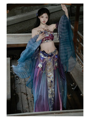 GU – Exotic Hanfu-Inspired Gradient Embroidered Bustier Set for Spring & Summer - Yandan_Hanfu