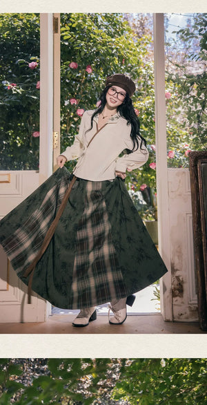 “Winter Trio” – New Chinese Knit Bijia & Skirt Set (Hanfu-Inspired) - Yandan_Hanfu