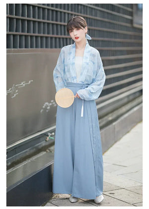 Three color Song style Modern Hanfu Short Shirt and Song Pants Hanfu Women's Summer - Yandan_Hanfu