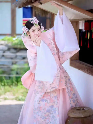 Pink Korean traditional court dress - Yandan_Hanfu