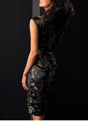 Dragon and Phoenix totem, sexy split cheongsam - Yandan_Hanfu