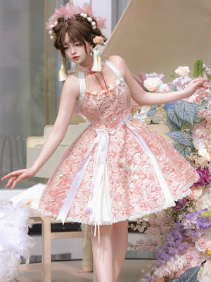 Chinese style pink lolita hanfu drunk fuchu Xiaoshan Qing Guofeng Han element dress - Yandan_Hanfu