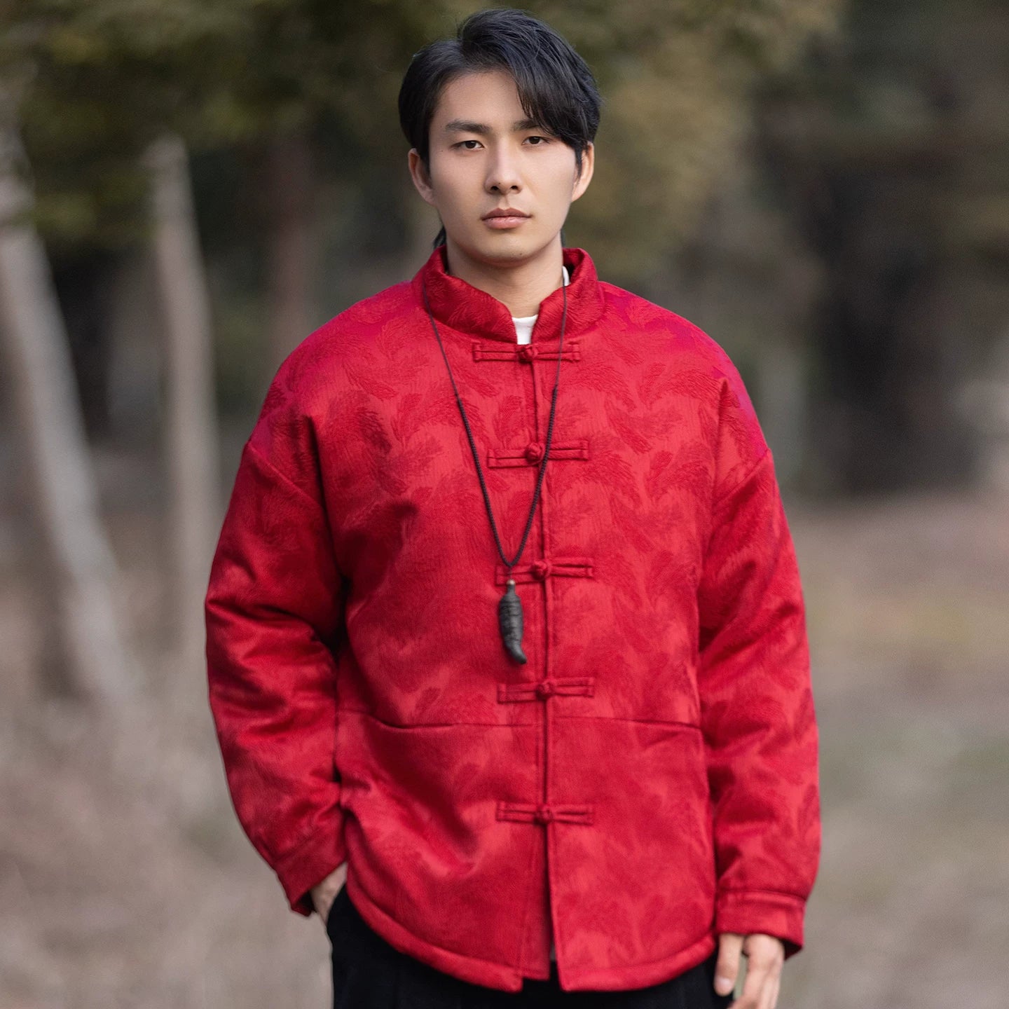 Red Tang Suit Men's Cotton-Padded Jacket