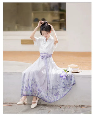 Purple Hanfu Han Element Cotton Short Shirt Horse Face Hanfu Female - Yandan_Hanfu
