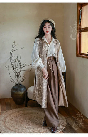 “Seventy-Two Haze” – New Chinese Blouse & High-Waisted Trousers | South-of-France Holiday Edition - Yandan_Hanfu