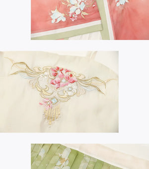 【Petals in the Breeze】Song-Style Hanfu Set with Short-Sleeve Beizi – Everyday Spring Elegance - Yandan_Hanfu